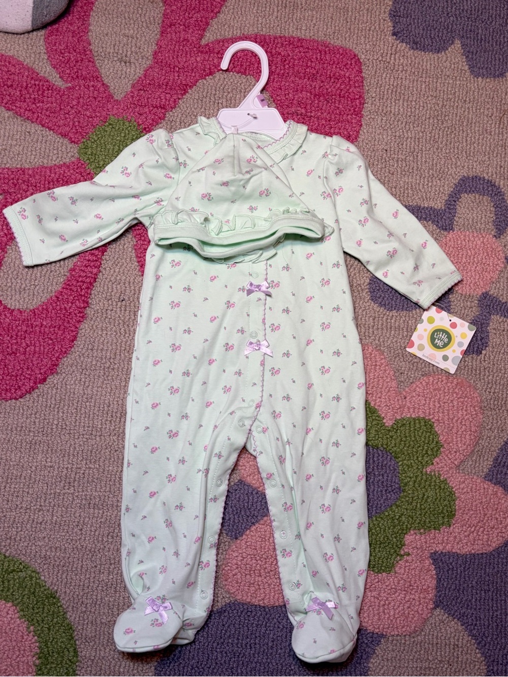 Floral Baby One-Piece with Hat